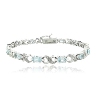 Glitzy Rocks Silvertone Gemstone and Diamond Infinity Bracelet