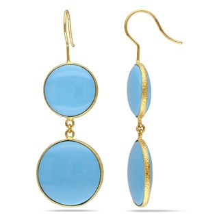 Miadora 22k Gold-plated Sterling Silver Turquoise Dangle Earrings