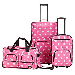 Rockland Perfect Ensemble Pink Dot 3-piece Expandable Luggage Set