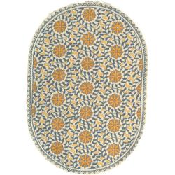 Safavieh Hand-hooked Chelsea Bliss Ivory Wool Rug (7'6 x 9'6 Oval)