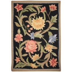 Safavieh Hand-hooked Garden Scrolls Black Wool Rug (1'8 x 2'6)