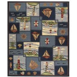 Safavieh Hand-hooked Nautical Blue Wool Rug (7'6 x 9'9)