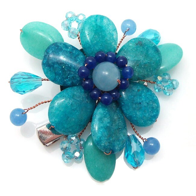Handmade Floral Garland Blue Amazonite 2-in-1 Pin/ Hairclip (Thailand)