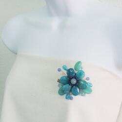 Handmade Floral Garland Blue Amazonite 2-in-1 Pin/ Hairclip (Thailand) - Thumbnail 2
