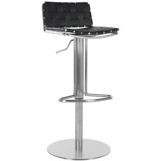 Safavieh 22.8-31.9-inch Deco Black Leather Seat Stainless Steel Adjustable Bar Stool