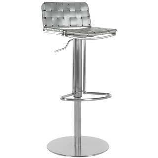 Safavieh 22.8-31.9-inch Deco Grey Leather Seat Stainless Steel Adjustable Bar Stool