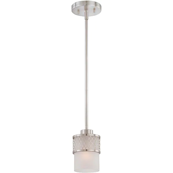 Fusion 1-light Brushed Nickel and Frosted Glass Mini Pendant