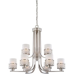 Fusion 9-Light Chandelier Nickel w/ Frosted Glass