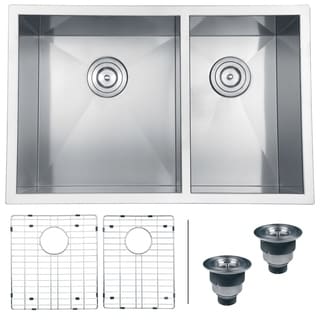 Ruvati Stainless Steel Double Bowl Kitchen Sink with Rinse Grids and Basket Strainers