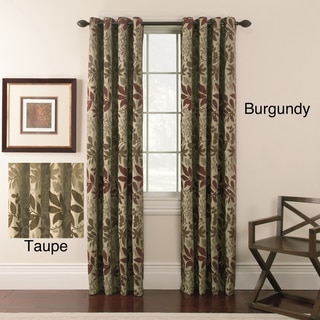 Chenille Leaf Grommet Top 84 inch Curtain Panel Pair
