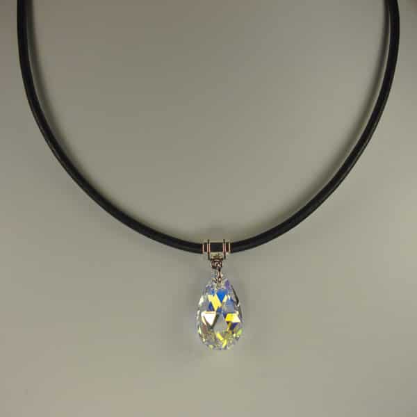 Jewelry by Dawn Crystal Aurora Borealis Pear Greek Leather Necklace
