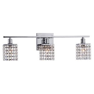 3-light Chrome/ Crystal Square Shade Wall Sconce