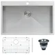 Thumbnail 1, Ruvati 33" x 22" Drop-in Topmount 16 Gauge Zero Radius Stainless Steel Kitchen Sink Single Bowl - RVH8000 - 33" x 22".