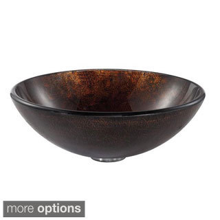 KRAUS Pluto Glass Vessel Sink in Brown with Pop-Up Drain and Mounting Ring in Satin Nickel