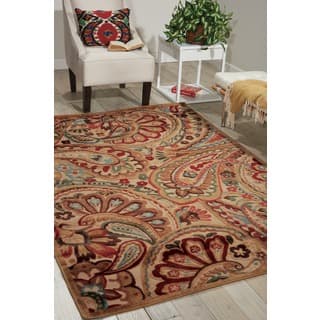 Nourison Graphic Illusions Paisley Red Multicolor Rug (5'3 x 7'5)