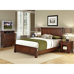 Home Styles The Aspen Collection Rustic Cherry King Bed, Media Chest & Night Stand Set