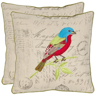 Safavieh Bird 18-inch Cream Decorative Pillows (Set of 2)
