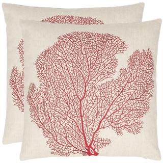 Safavieh Reef 18-inch Beige/ Red Decorative Pillows (Set of 2)