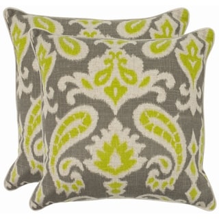 Safavieh Paisley 22-inch Grey/ Lime Decorative Pillows (Set of 2)