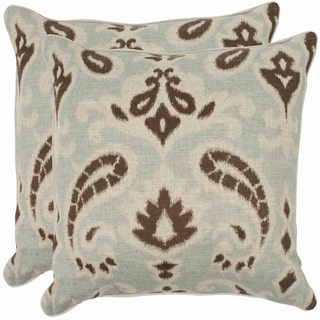 Safavieh Paisley 18-inch Light Grey/ Brown Decorative Pillows (Set of 2)