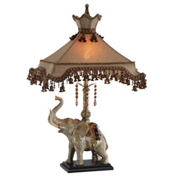 Elephant Lamp with Beaded Shade