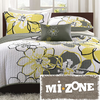 Mi Zone Mackenzie Yellow/Grey Patterned 4-piece Quilt Set