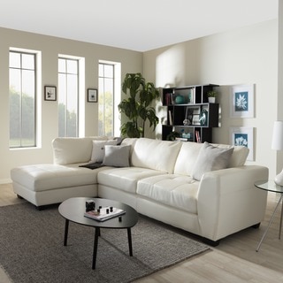 Orland White Leather Modern Sectional Sofa Set with Left Facing Chaise