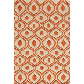 Modern Waves Orange Hand-Tufted Rug (3'6" x 5'6")