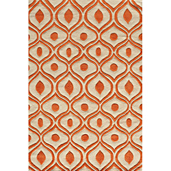 Modern Waves Orange Hand-Tufted Rug (8' x 10')