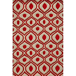 Modern Waves Red Hand-Tufted Rug (2' x 3')