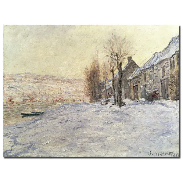 Claude Monet 'Lavacourt Under Snow 1878-81' Canvas Art - Blue. Opens flyout.