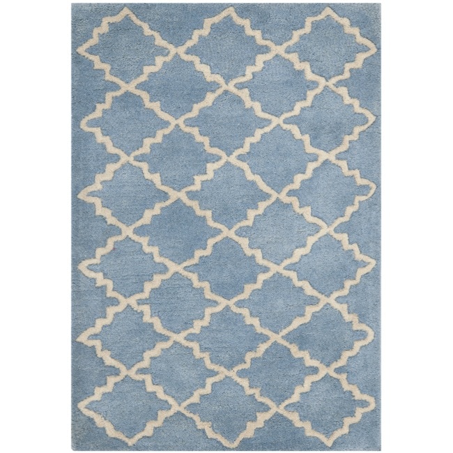 Safavieh Handmade Moroccan Chatham Blue Grey Wool Rug (2' x 3')