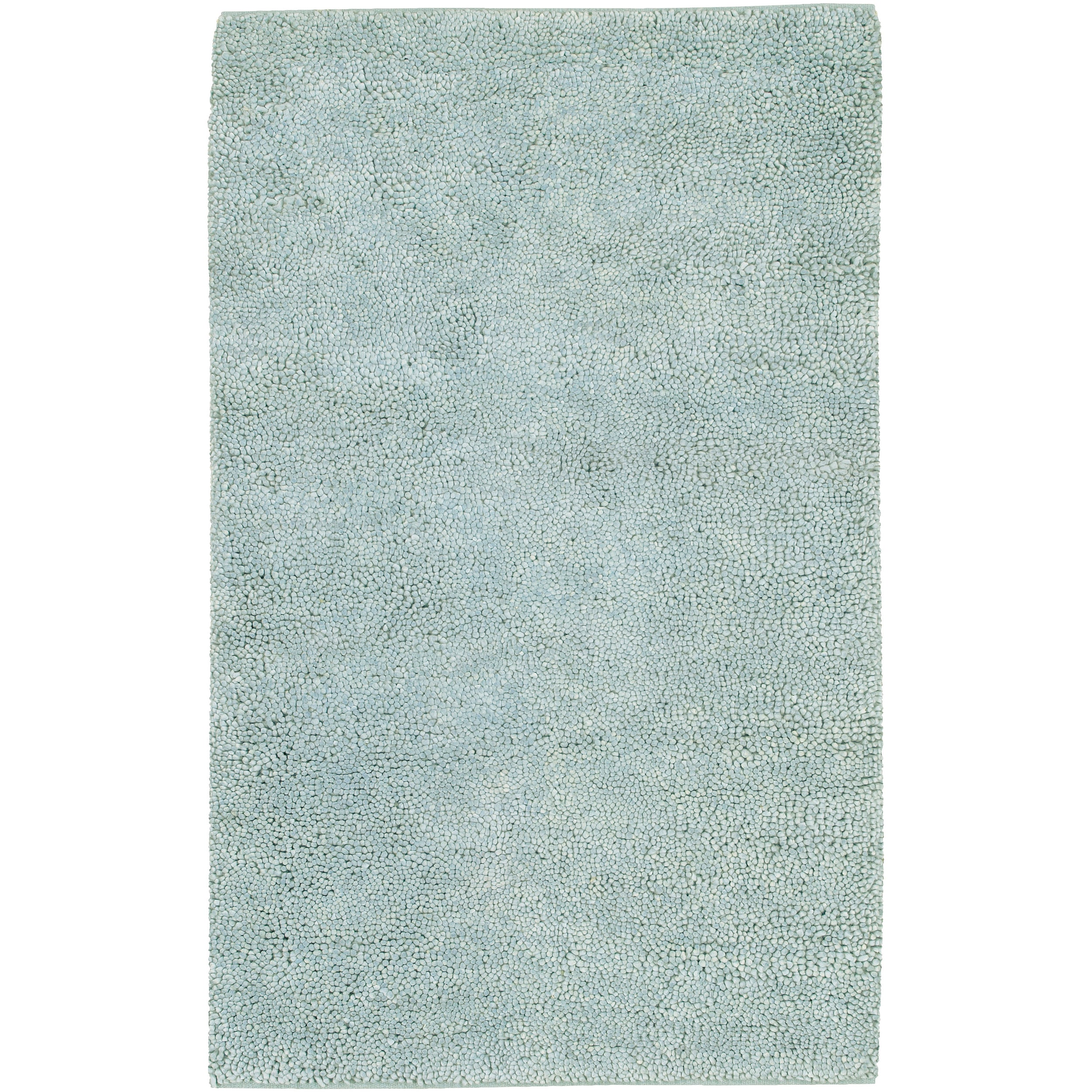Han-woven Eagle Spa Blue Wool Rug (4' x 10')