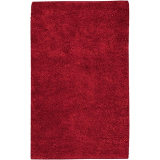 Hand-woven Montez Red Wool Rug (4' x 10')