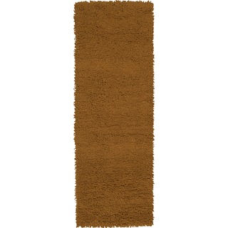 Hand-woven Akron Brown Wool Rug (4' x 10')