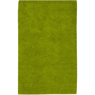 Hand-woven Arriba Lime Green Wool Rug (5' x 8')