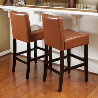 Christopher Knight Home Lopez Hazelnut Leather Counterstools (Set of 2)