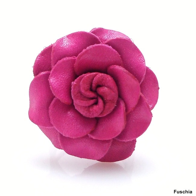 Handmade Grandiflora Rose Genuine Leather Free Size Ring (Thailand)