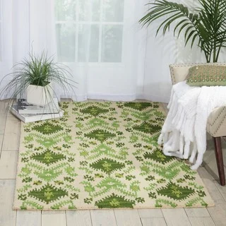 Nourison Hand-tufted Siam Green/ Ivory Rug (5'6 x 7'5)