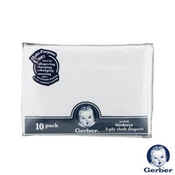 Gerber Prefold 3-Ply Birdseye White Cloth Diapers (Pack of 10)