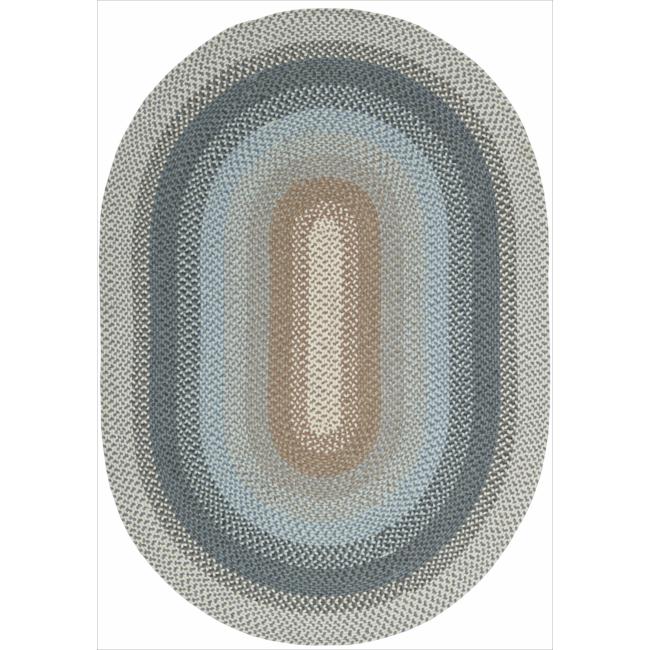 Nourison Hand-woven Craftworks Braided Blue Multi Rug (7'6 x 9'6) Oval