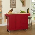 Simple Living Aspen Red/ Natural Three-drawer Cart
