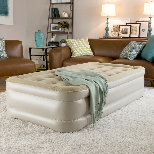 InstaBed Raised Queen-size Airbed with Never Flat Pump