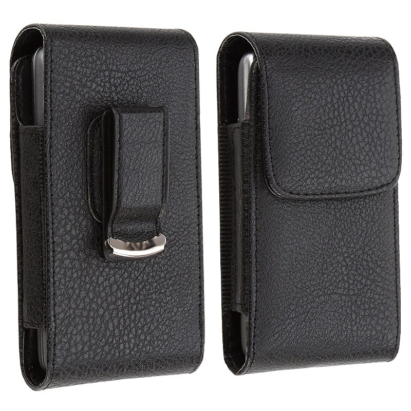 INSTEN Black Universal with Belt Clip Leather Phone Case Cover with Magnetic Flap for HTC/ LG/ Motorola/ Nokia