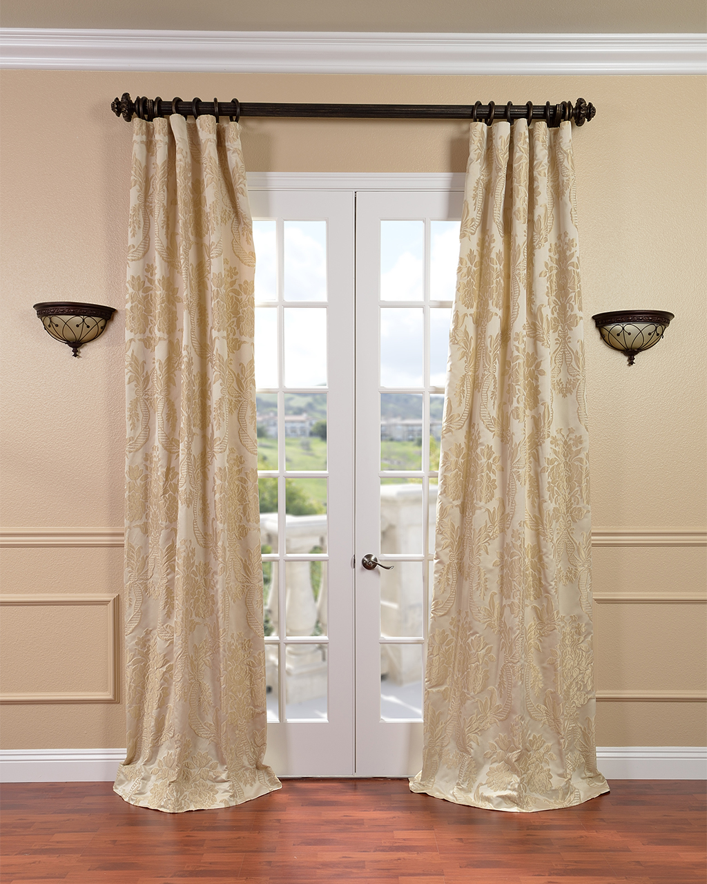 Exclusive Fabrics Magdelena Champagne Faux Silk Jacquard Curtains