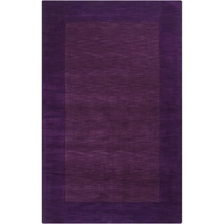 Hand-crafted Purple Tone-On-Tone Bordered Groves Wool Rug (2' x 3')