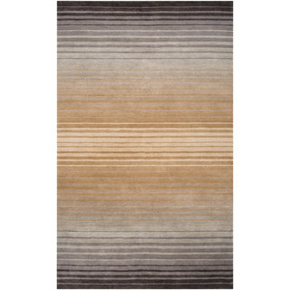 Hand-crafted Brown/Grey Ombre Casual Kiewa Wool Rug (2' x 3')