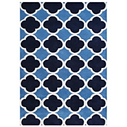 Alliyah Handmade Azure Blue New Zealand Blend Wool Rug (8'x10')