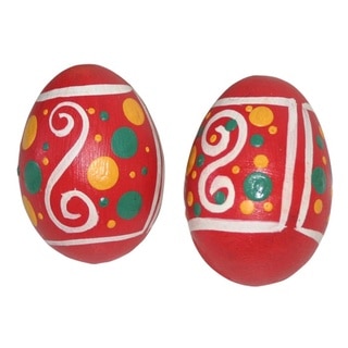 Set of 4 Pink Handmade Wooden Egg Shakers (Indonesia)