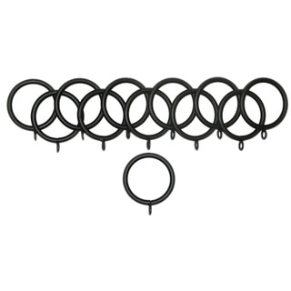 Matte Black Fixed Grommet 12-piece Metal Curtain Ring Set